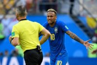 Neymar complains to Dutch referee Bjorn Kuipers during Brazil's win over Costa Rica on Friday