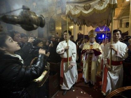 Clergy taking part in an officially sanctioned Christmas service in Beijing this year.