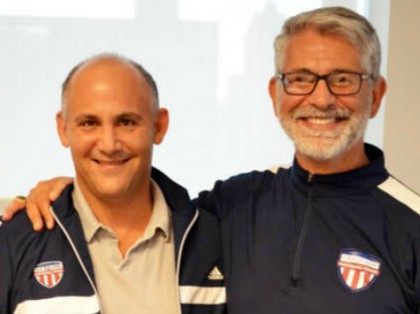 Philanthropist David Ganek (left) poses with Paul Assaiante, U.S. Squash's first paid