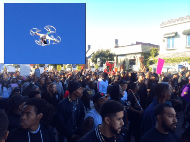 Drone at 'Black Lives Matter' protest in Los Angeles (Adelle Nazarian / Breitbart News)