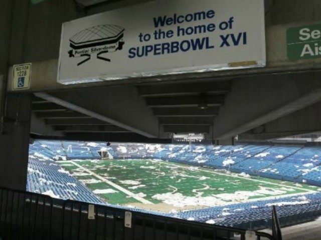 File photo of the Pontiac Silverdome crumbling.