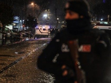 Police search area after female suicide bomber strikes in Istanbul, Turkey.
