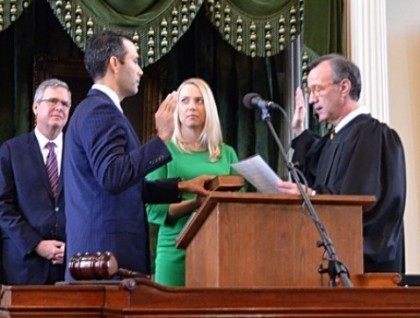 George P. Bush takes the oath of office as Texas Land Commissioner.