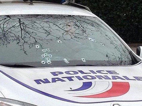 A Police Car was also peppered with bullets. Credit: Twitter
