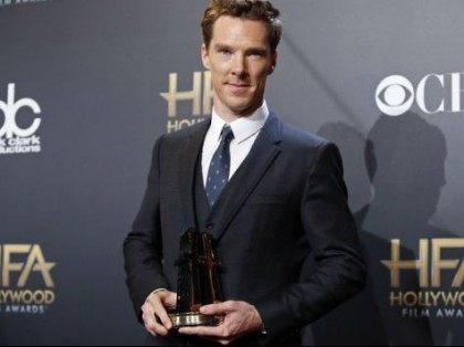 File photo of Benedict Cumberbatch posing with his award during the Hollywood Film Awards in Hollywood
