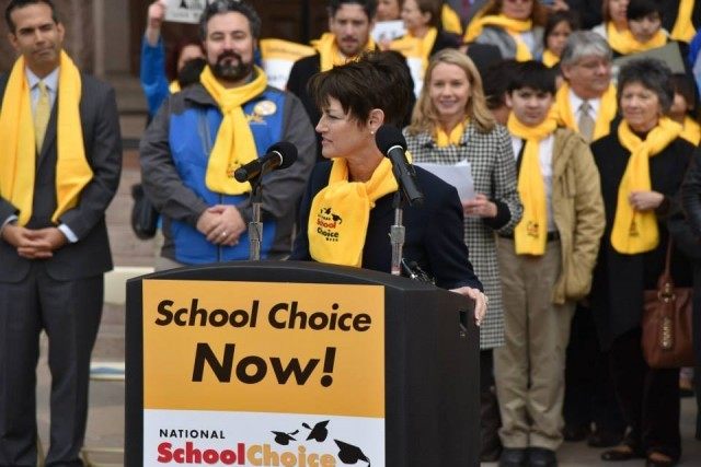 Texas State Senator Donna Campbell speaks at the National School Choice Week rally at the Texas Capitol