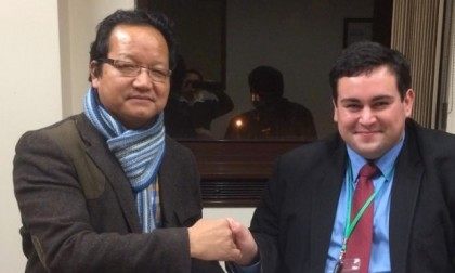 Brendan Chilton (right) with Dhan Limbu, of the Ashford Ghurka society. Photograph: Twitte