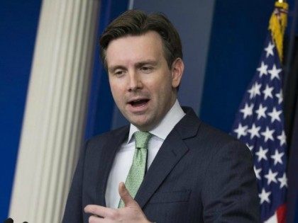 White House press secretary Josh Earnest answers questions about the upcoming budget proposal from President Barack Obama, Thursday, Jan. 29, 2015, during the daily briefing at the White House in Washington.