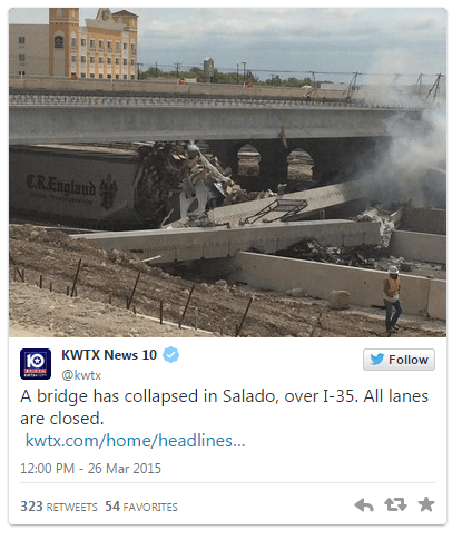 Bridge Collapse on 18 wheeler