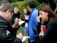 Los Angeles Police Department officers ticket students for truancy in Harbor City
