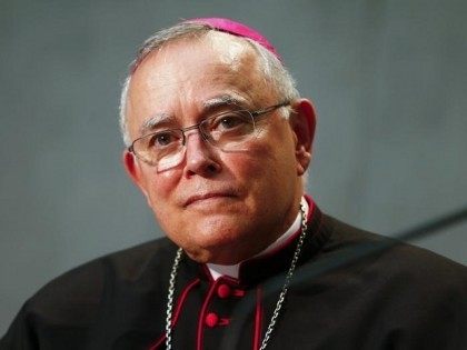 Archibishop of Philadelphia Charles Joseph Chaput attends a news conference at the Vatican