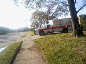 Ambulance observed leaving Planned Parenthood clinic in Houston Texas. Photo credit: Houston Coalition for Life, via Facebook