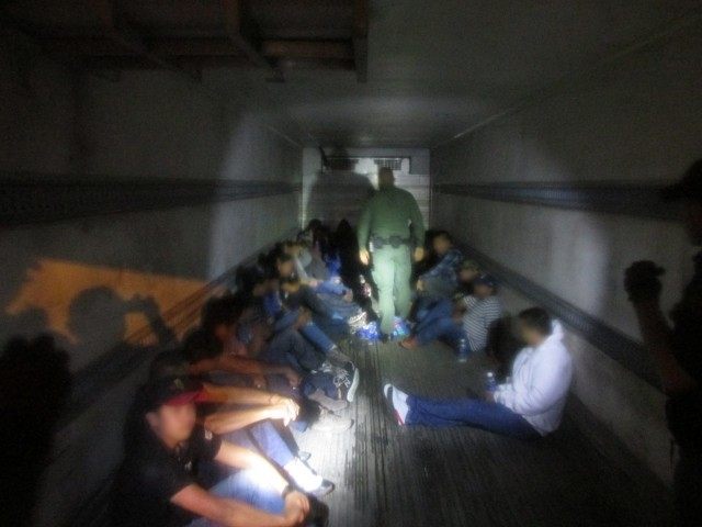 U.S. Border Patrol agents arrest 35 illegal immigrants found in a tractor trailer.