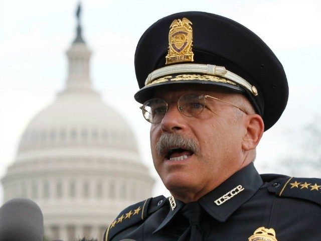 U.S. Capitol Police Chief Kim Dine address the media regarding a police chase and shooting