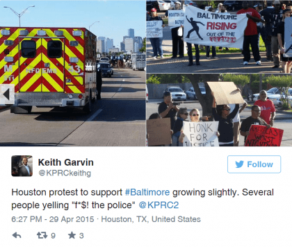 Keith Garvin Tweet from Houston Protest