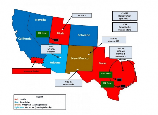 Operation Jade Helm Planning Map. U.S. Army Special Operations Command map