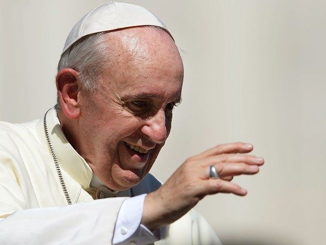 Pope Francis waves to pilgrims at th end of his weekly open-air general audience on September 4, 2013 in St.Peters square at the Vatican. The pontiff asked for a big turnout at a Vatican vigil on Saturday for peace in Syria and thanked the world's faithful and non-believers for their …