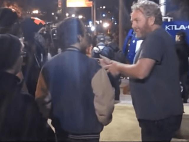 Andrew Breitbart at Occupy LA (Joel Pollak / Breitbart News)