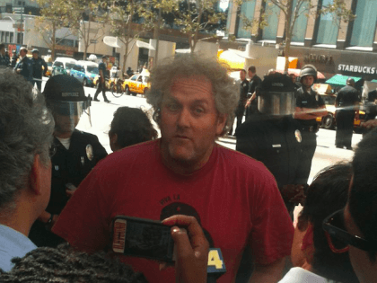 Andrew Breitbart at Occupy LA (Joel Pollak / Breitbart News)