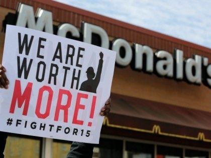 McDonald's workers and supporters rally outside a McDonald's, Wednesday, April 15, 2015, in Chicago. Fast-food workers calling for $15 an hour are picking up some more allies Wednesday. Airport workers, home care workers, Walmart workers and adjunct professors are among those set to join in the fight for $15 protests …