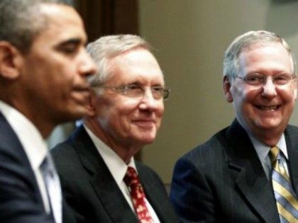 President Obama, Senate Majority Leader Harry Reid and Senate Minority Leader Mitch McConnell at the White House.
