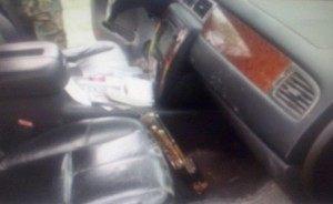 The inside of the vehicle driven by Gulf Cartel Commander Toro