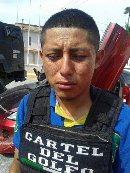 Gulf Cartel suspected gunman who appears to cry following his arrest