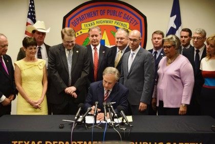 Texas Governor Greg Abbott signs Texas border security bills into law. (Photo: Breitbart Texas/Lana Shadwick)