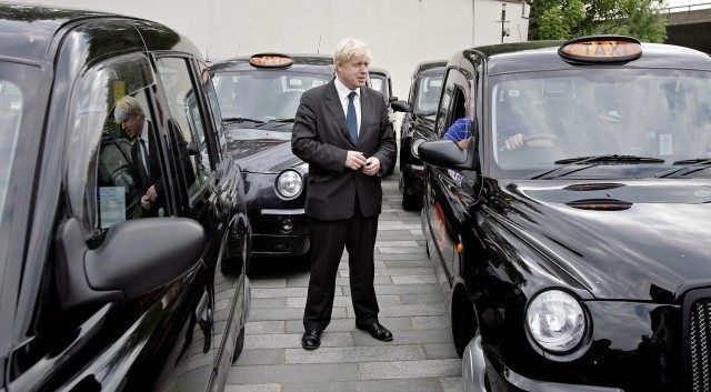 London Mayor Boris Johnson talks to a bl