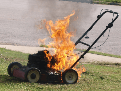 Lawnmower fire (Frank Boston / Flickr / CC / Cropped)