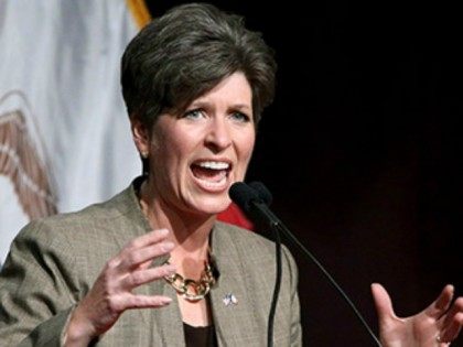 Republican senatorial candidate State Sen. Joni Ernst, speaks during the Iowa Faith and Freedom Coalition fall fundraiser on Saturday, Sept. 27, 2014, in Des Moines, Iowa.