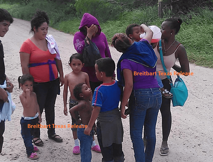 Immigrant family members captured after crossing Texas Border. (Photo: Breitbart Texas leaked image)