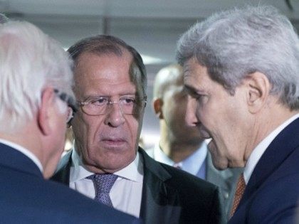 German Minister for Foreign Affairs Frank-Walter Steinmeier (L), Russian Foreign Minister Sergey Lavrov (C) and US Secretary of State John Kerry talk prior to the last plenary session at the United Nations building in Vienna, Austria July 14, 2015. Iran and six major world powers reached a nuclear deal, capping …