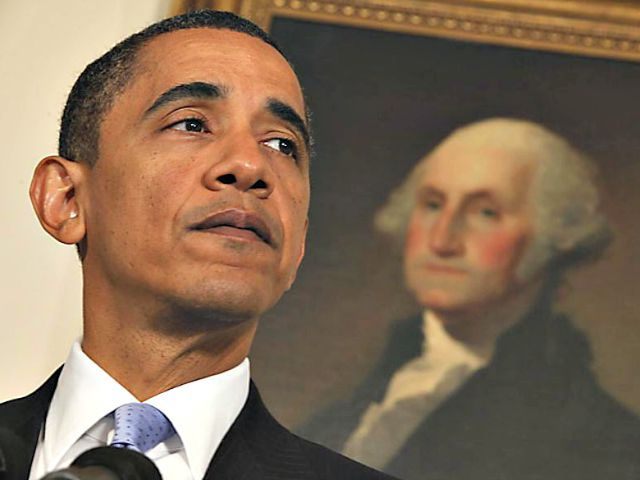 Obama before George Washington portrait AP PhotoCharles Dharapak