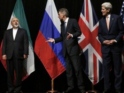 British Foreign Secretary Philip Hammond (2nd R), US Secretary of State John Kerry (R) and