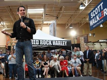Wisconsin Gov. Scott Walker speaks at Red Rock Harley-Davidson on July 14, 2015 in Las Vegas, Nevada. Walker launched his campaign on Monday, joining 14 other Republican candidates for the 2016 presidential race.