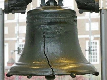 Liberty Bell near Independence Hall in Philadelphia.