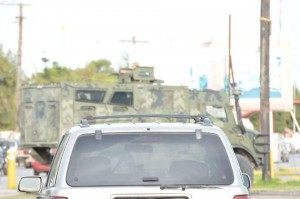 Mexican soldiers blocked off streets to keep civilians out of the crossfire as raging cartel gun battles continue in the border city of Matamoros. 