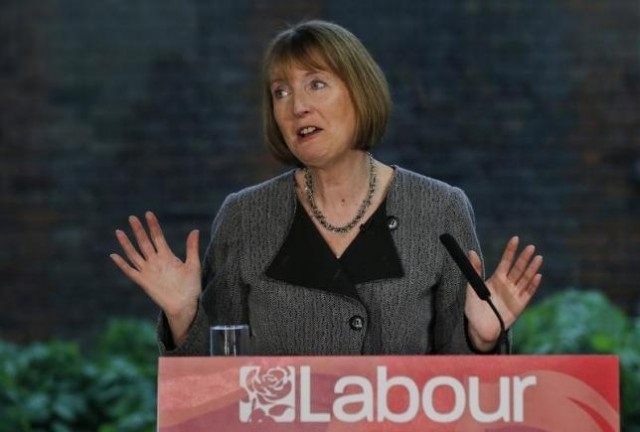 Harman, the acting leader of Britain's opposition Labour Party, gives a speech on the part