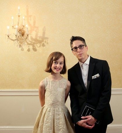 Sydney Lucas (L) and Alison Bechdel of 'Fun Home,' winner of the award for Best