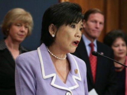 U.S. Rep. Judy Chu (D-CA) (2nd L) announces new legislation to protect a woman's righ