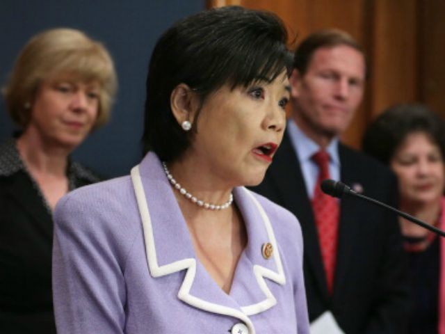 U.S. Rep. Judy Chu (D-CA) (2nd L) announces new legislation to protect a woman's right to abortion during a news conference with (L-R), U.S. Sen. Tammy Baldwin (D-WI), U.S. Sen. Richard Blumenthal (D-CT) (C) and U.S. Rep. Lois Frankel (D-FL) in the Dirksen Senate Office Building on Capitol Hill November …