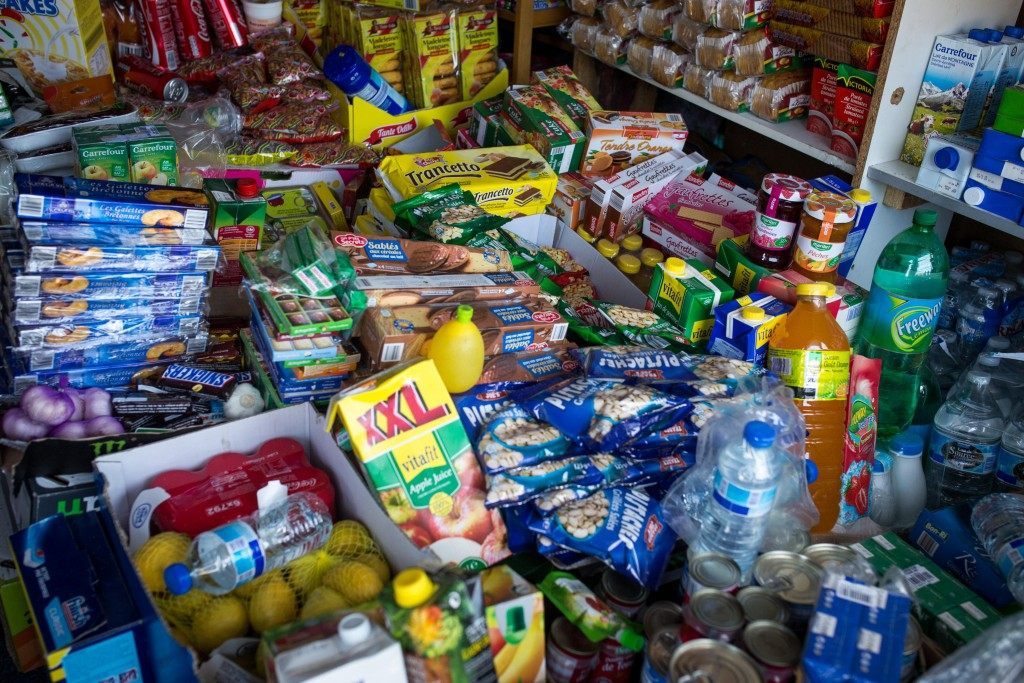 Products for sale at a shop in the make shift camp (Rob Stothard/Getty Images)