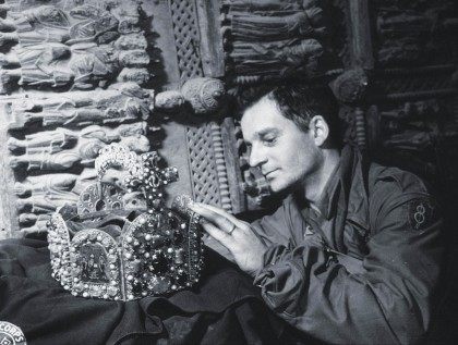 US Soldier Inspects A Priceless Treasure Taken From Jews By The Nazi's And Stashed In The Heilbron