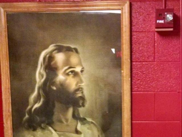 This print of Warner Sallman’s “Head of Christ” was removed from Chanute’s Royster
