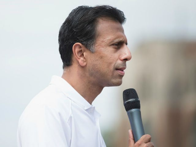 Republican presidential candidate Louisiana Governor Bobby Jindal speaks to visitors at th