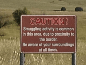 A warning sign near the Arizona-Mexico border.