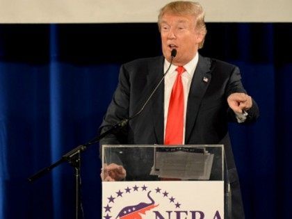 Republican presidential candidate Donald Trump speaks at the National Federation of Republican Assemblies (NFRA) Presidential Preference Convention at Rocketown on August 29, 2015 in Nashville, Tennessee. GOP front runner Donald Trump leads most polls in the race. (Photo by