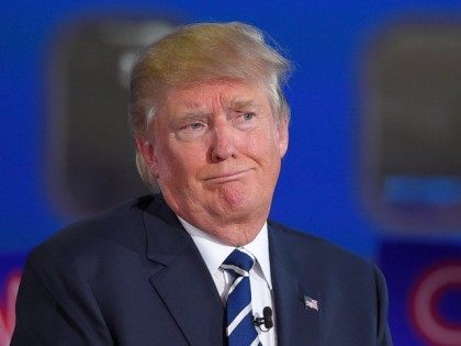 Republican presidential candidate, businessman Donald Trump reacts during the CNN Republic