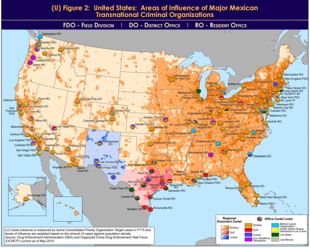 Areas of Cartel Influence in the U.S. (Photo: U.S. DEA)